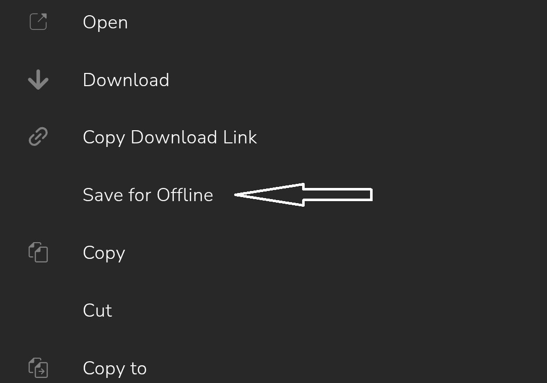 The Save for offline option in the Seedr app file menu to download movies for offline viewing.